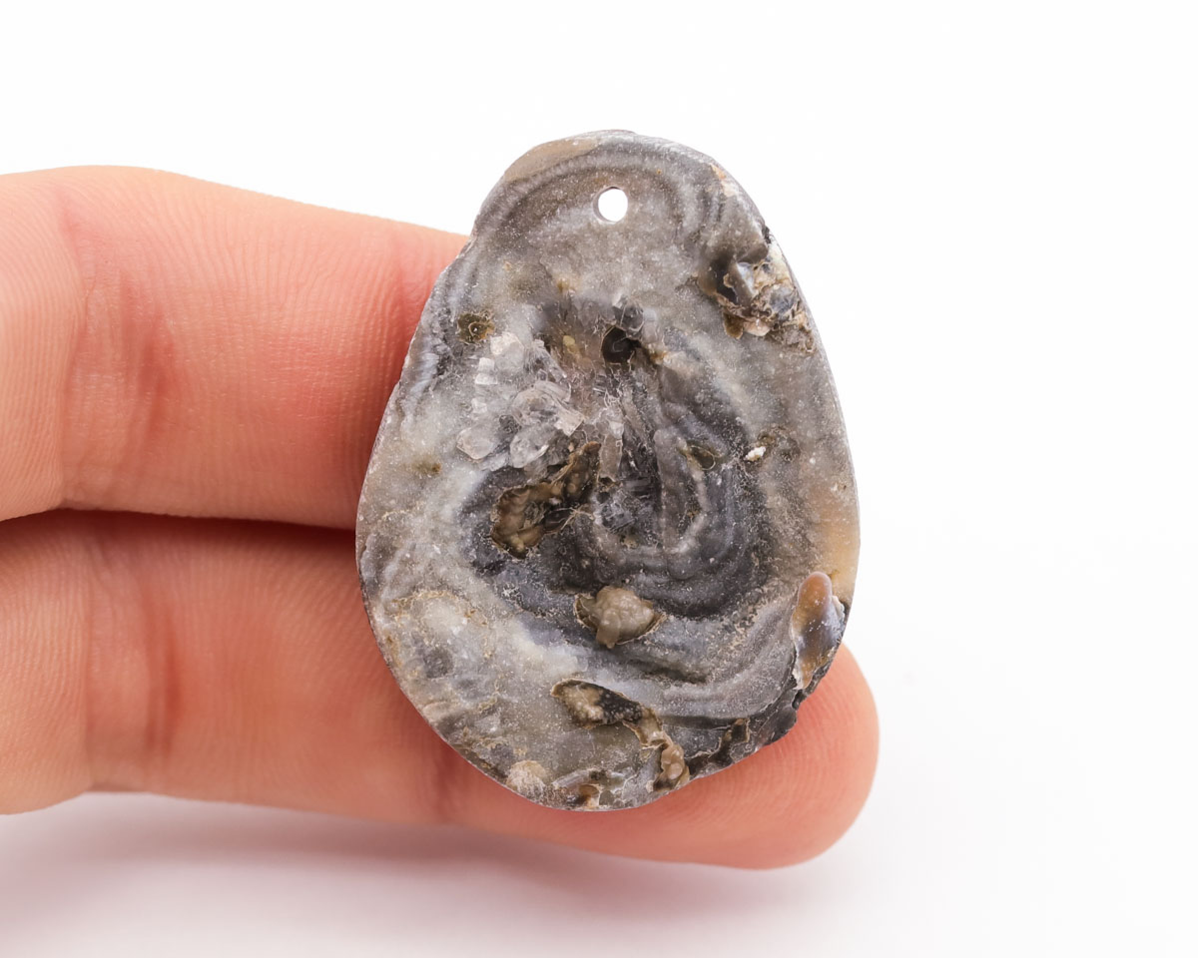 Chalcedonowa Rozeta wiercona 2mm 