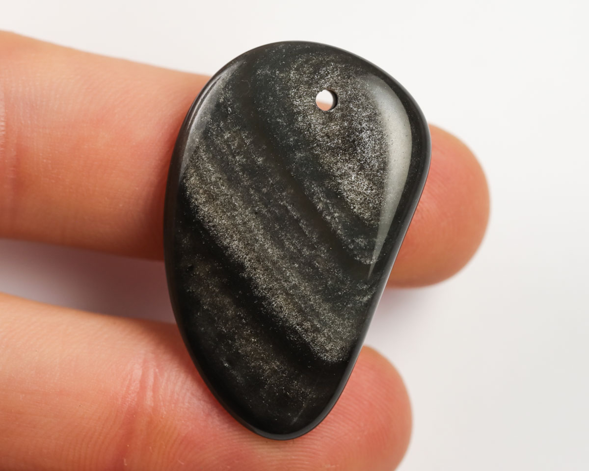 Obsydian srebrzysty wiercony 2mm