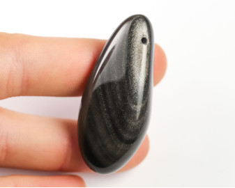 Obsydian srebrzysty wiercony 2mm