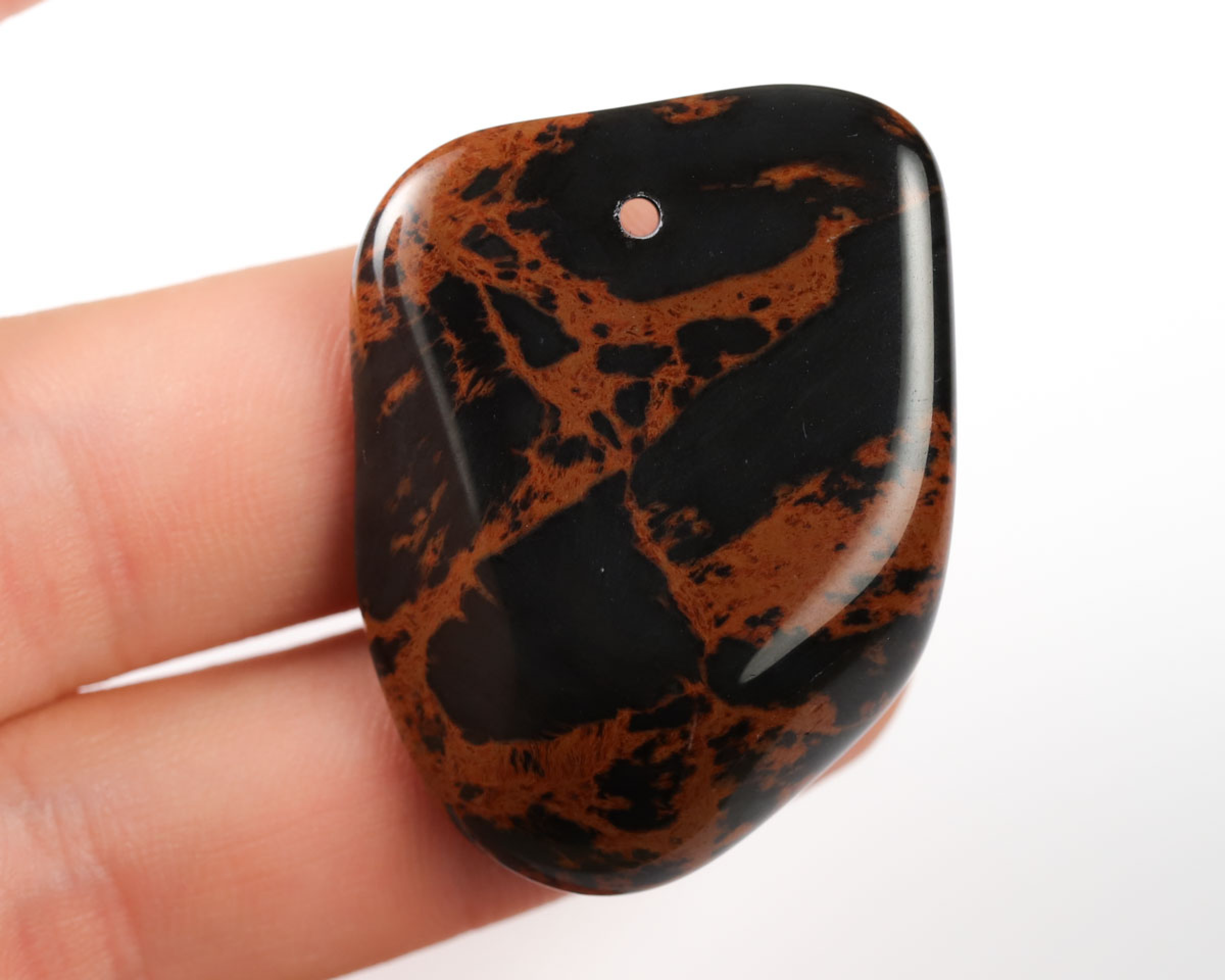 Obsydian mahoniowy wiercony 2mm