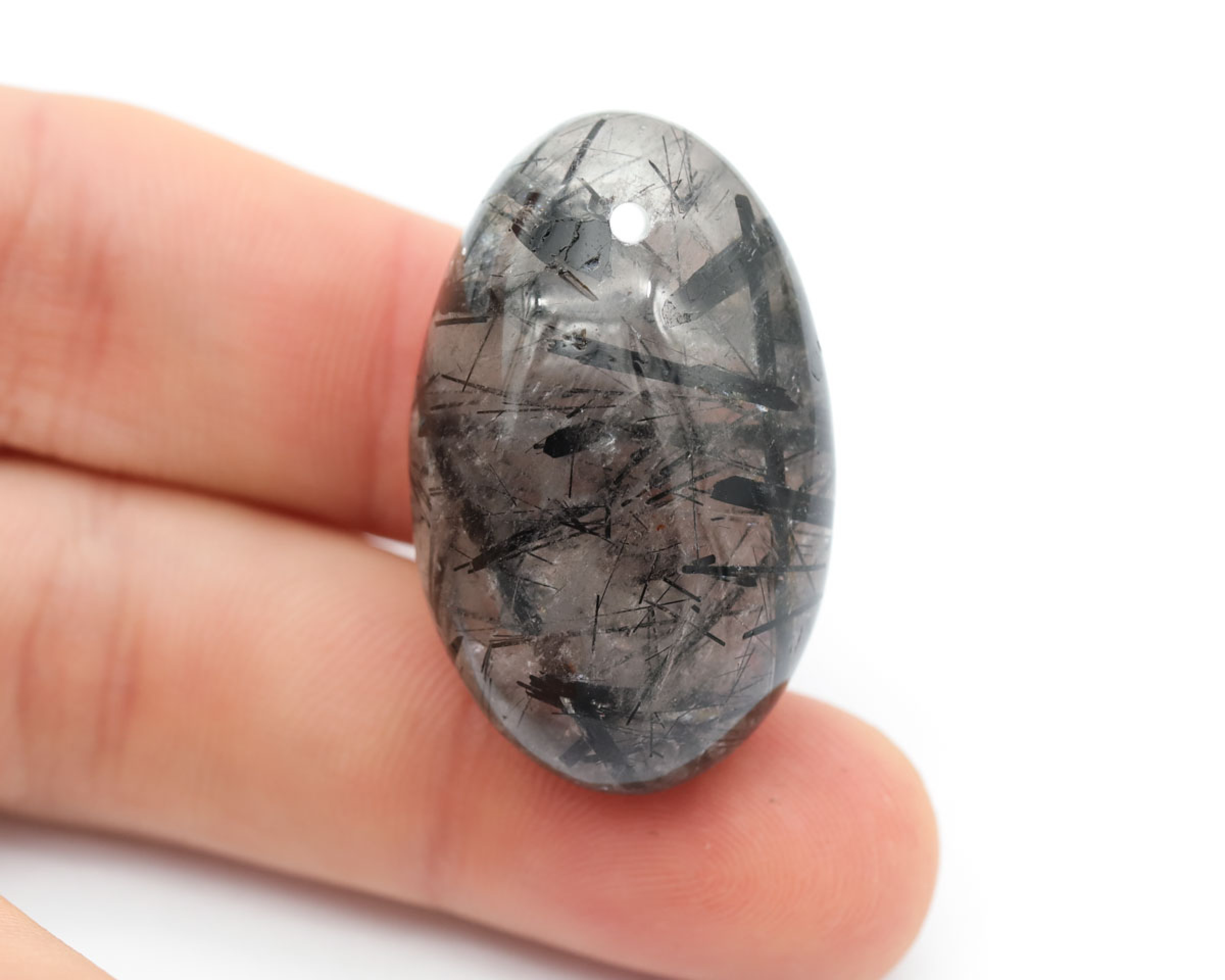 Kwarc z Turmalinem wiercony 2mm