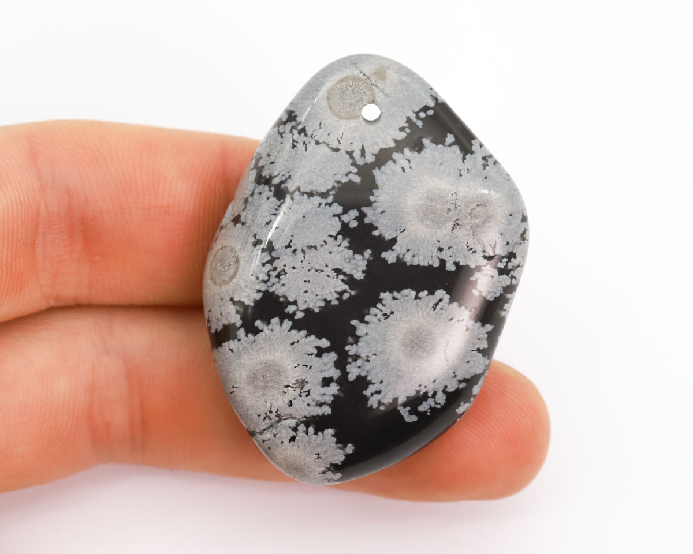 Obsydian Śnieżny wiercony 2mm